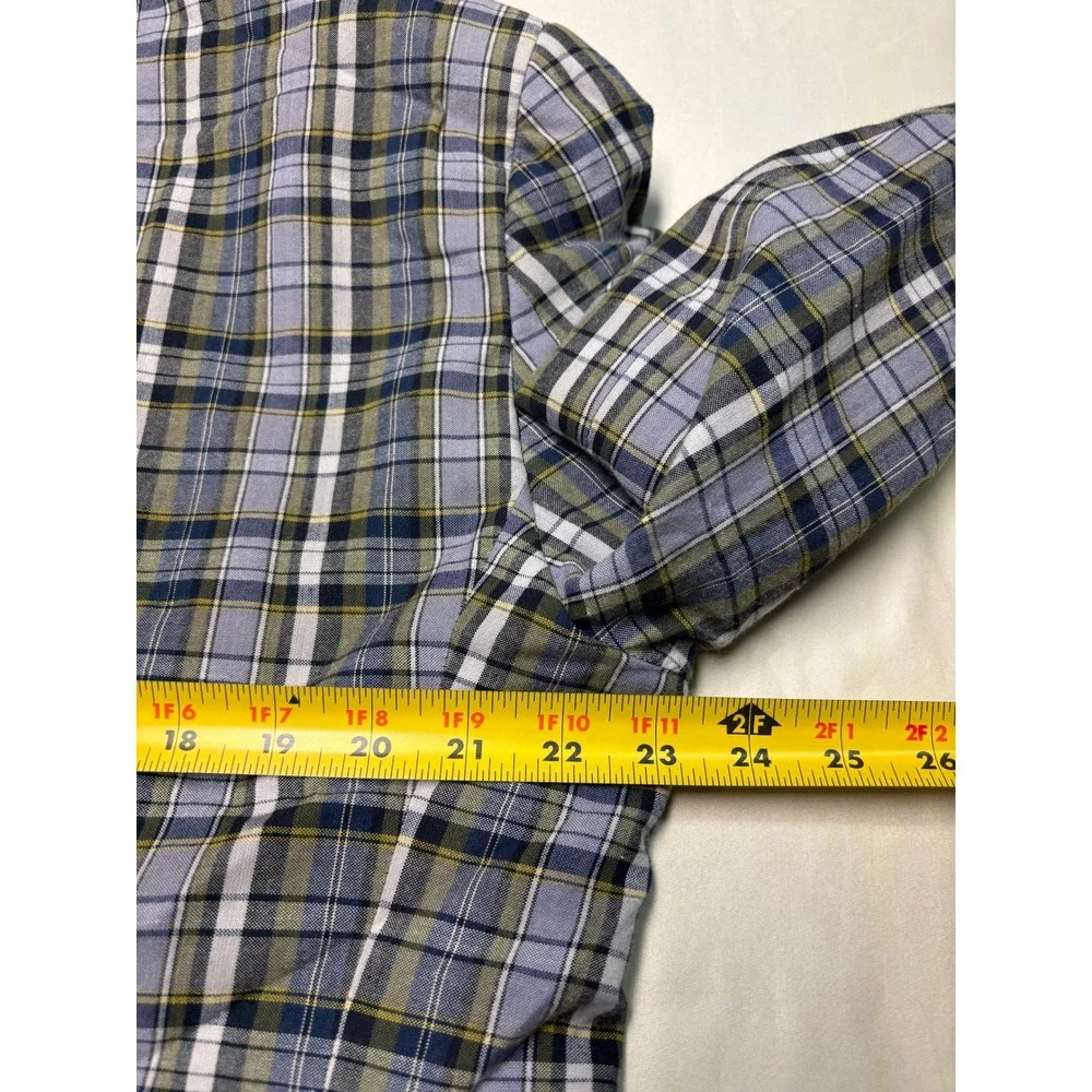 Jos A Bank Mens 44S Plaid Sport Coat Blue Green White 100% Cotton Blazer
